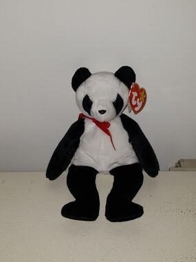 TY Beanie Baby Panda Plush Toy - Black & White RARE w/errors On Tags